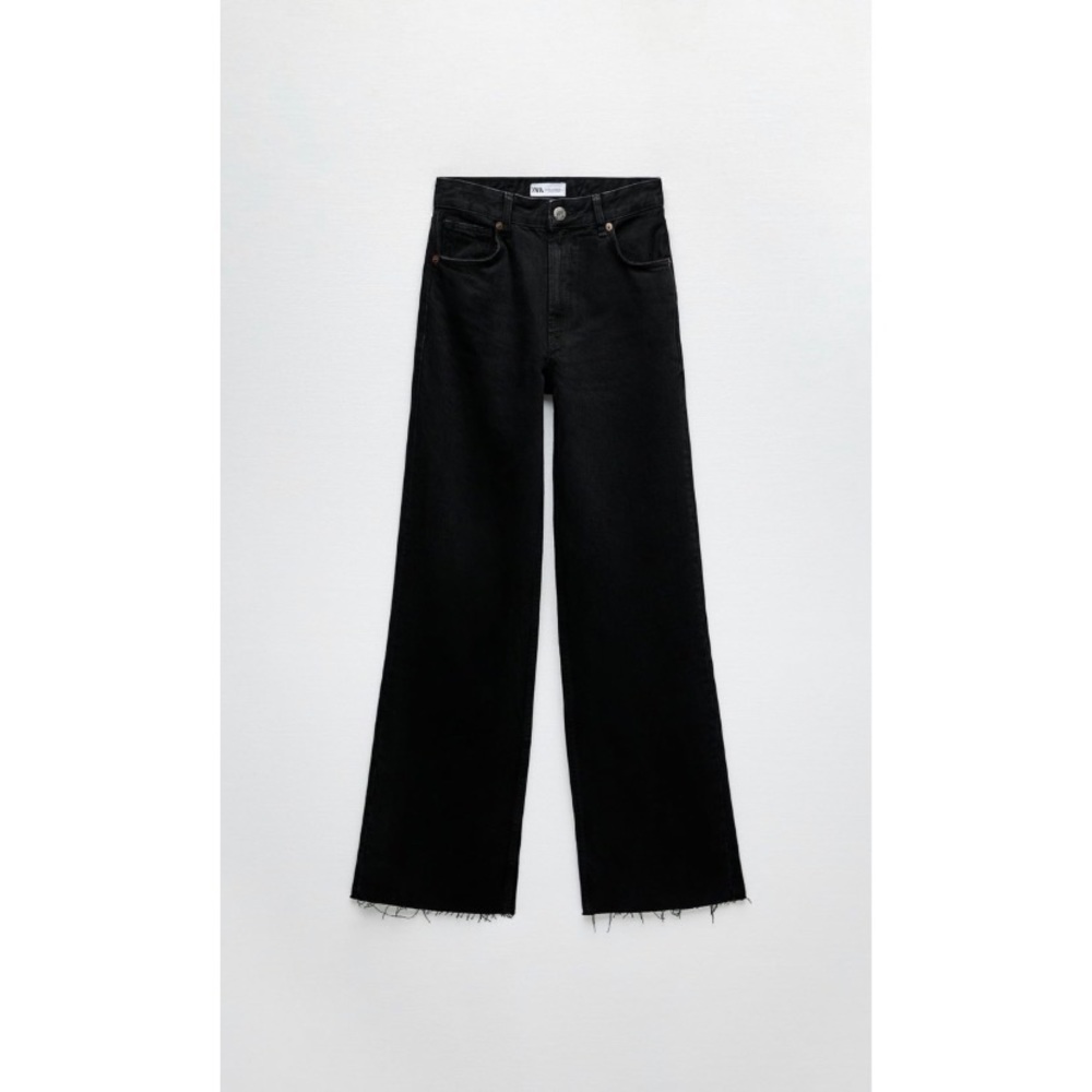 Zara High Rise Straight Leg Black Jeans